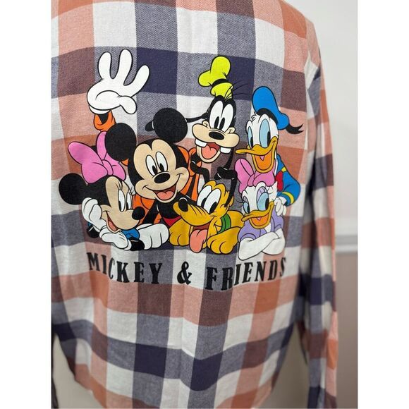 Disney Mickey Mouse and Friends Plaid Button Up Flannel Shirt Size Large - Picture 4 of 8